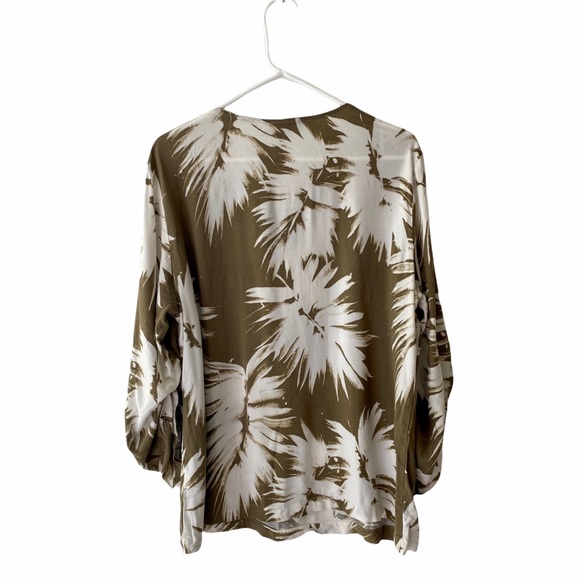 DKNY Tropical Tunic Top Swim Cover Up Ruched Sleeves Women’s Extra Large - Picture 5 of 14